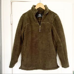 Alpine Army Green Sherpa 1/4 Zip Up